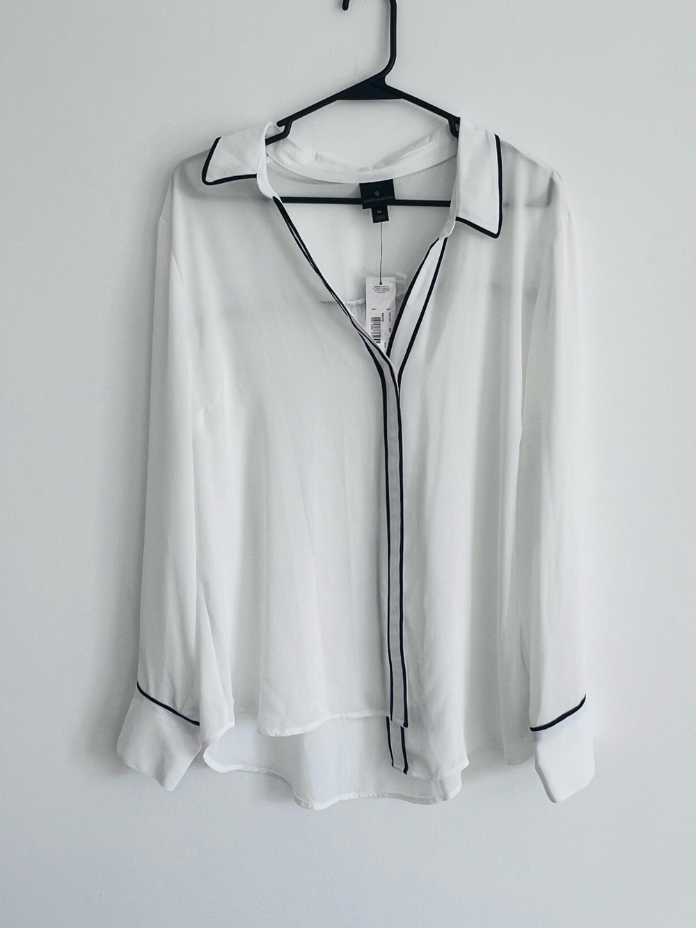 Worthington White Button-Down Shirt with Black Trim